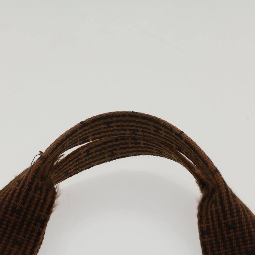 HERMES Her Line MM Hand Bag Canvas Brown Auth bs7825 - Picture 8 of 16